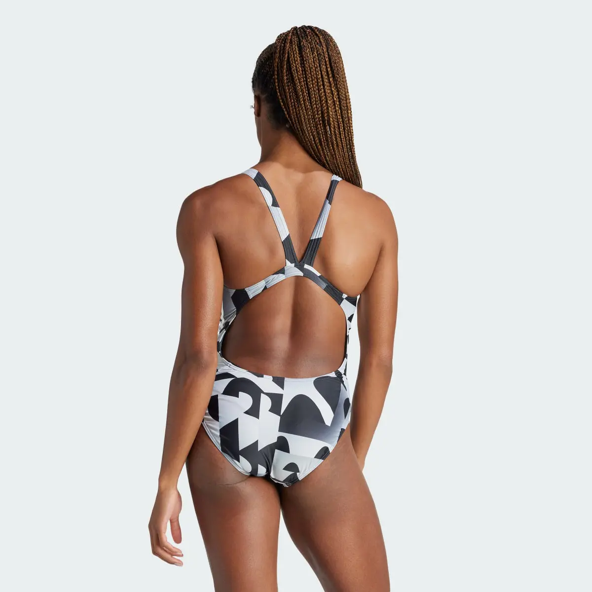 Adidas 3-Stripes Graphic V-Back Swimsuit. 3