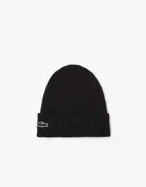 Lacoste Unisex Ribbed Wool Beanie