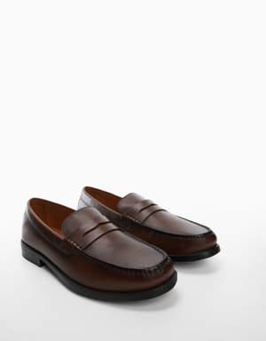 Mango Leather penny loafers
