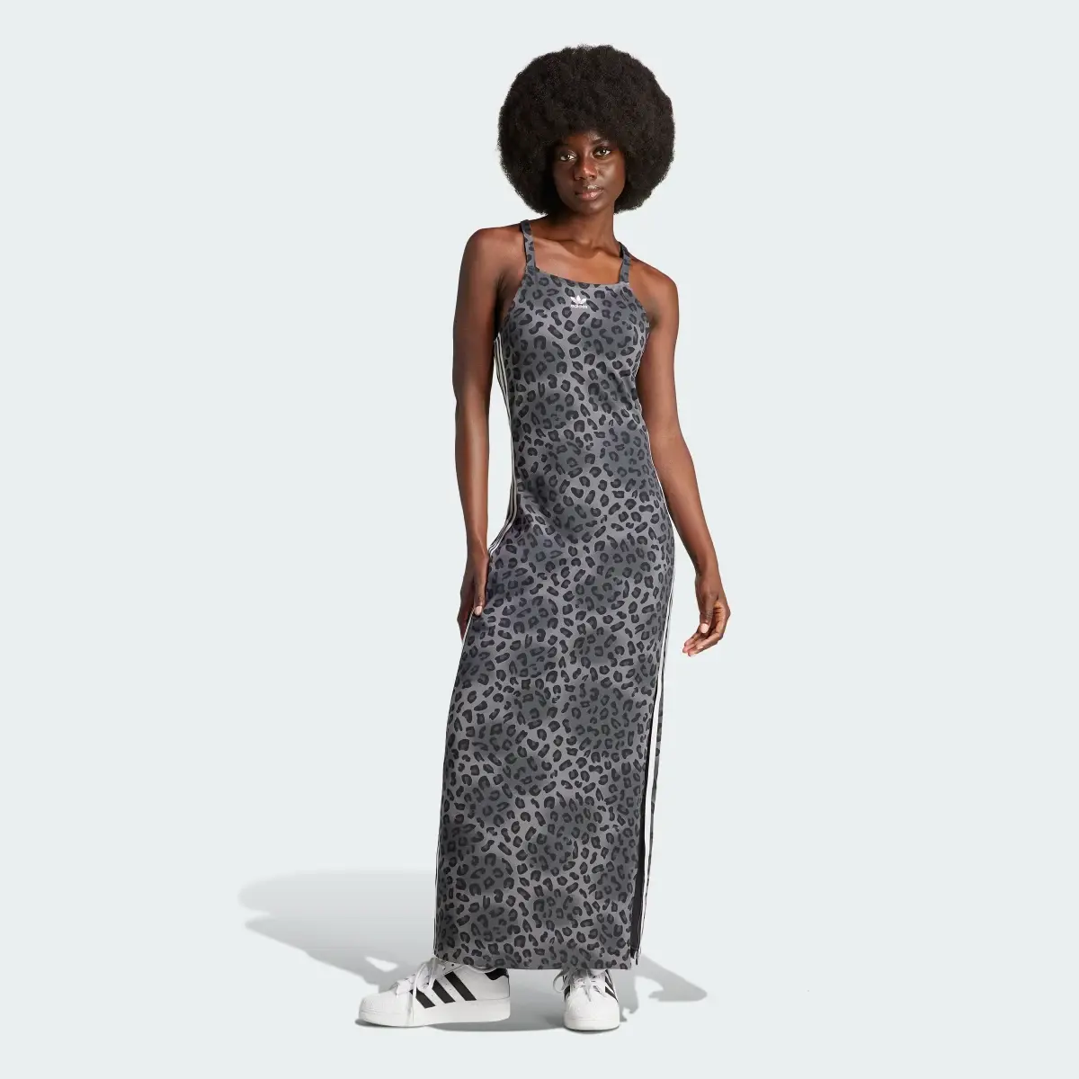 Adidas Originals Leopard Luxe 3-Stripes Maxi Dress. 2