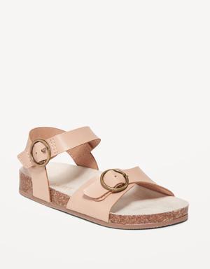 Faux-Leather Buckle Sandals for Toddler Girls beige