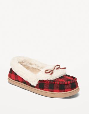 Sherpa-Lined Gingham Cozy Moccasin Slippers For Women multi