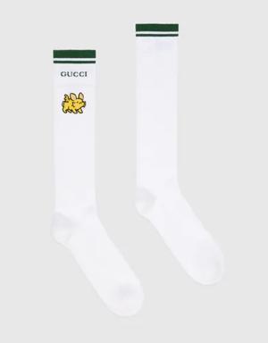 Cotton blend socks with animal patch