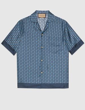Geometric Interlocking G print silk shirt