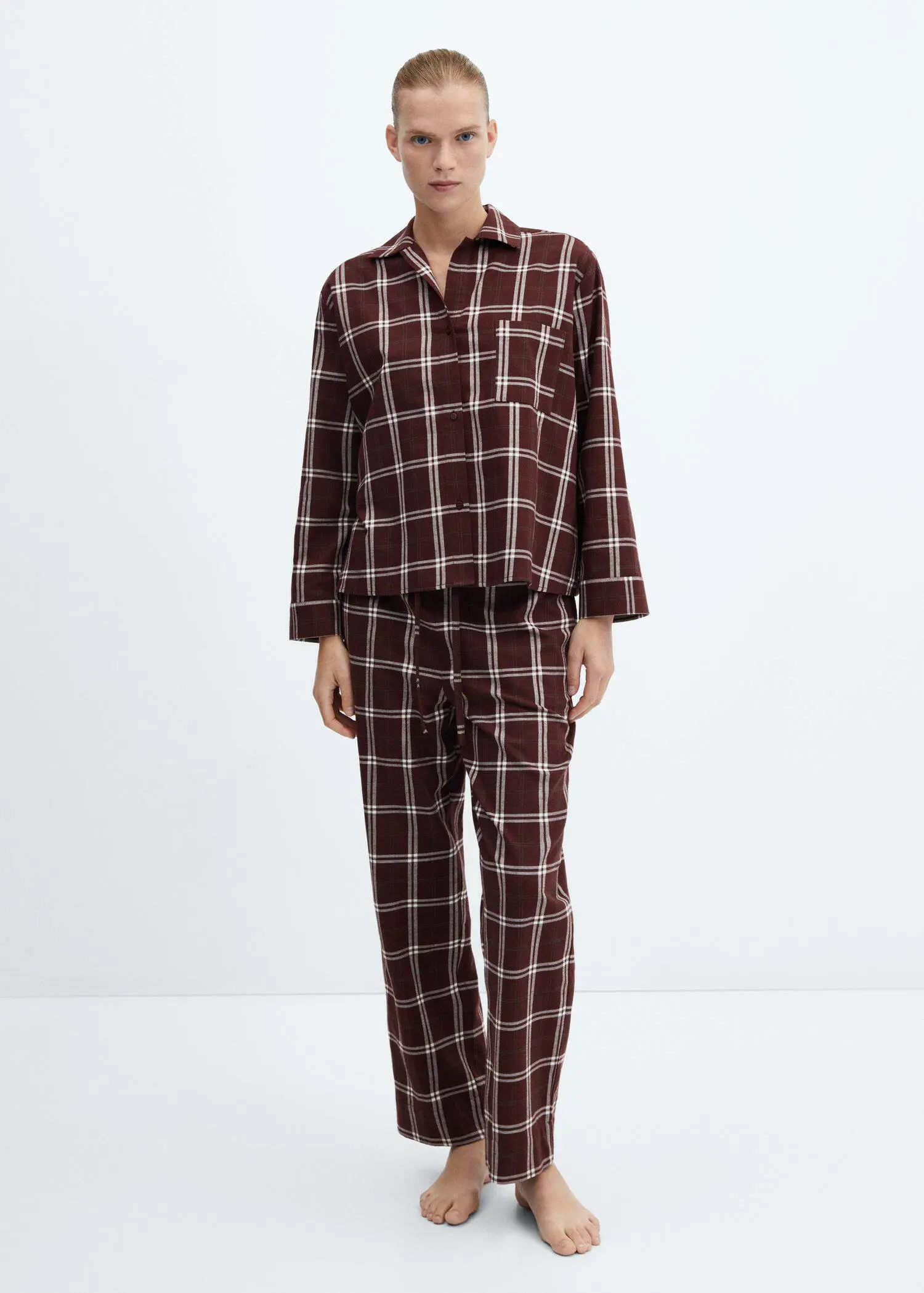 Mango Check flannel pyjama shirt. 2