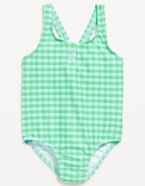 Printed One-Piece Henley Swimsuit for Toddler & Baby green
