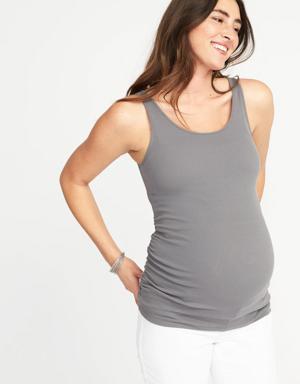 Old Navy Maternity First-Layer Rib-Knit Side-Shirred Tank Top gray