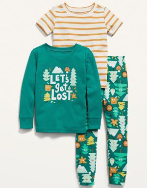 Old Navy Unisex 3-Piece Graphic Pajama Set for Toddler & Baby green