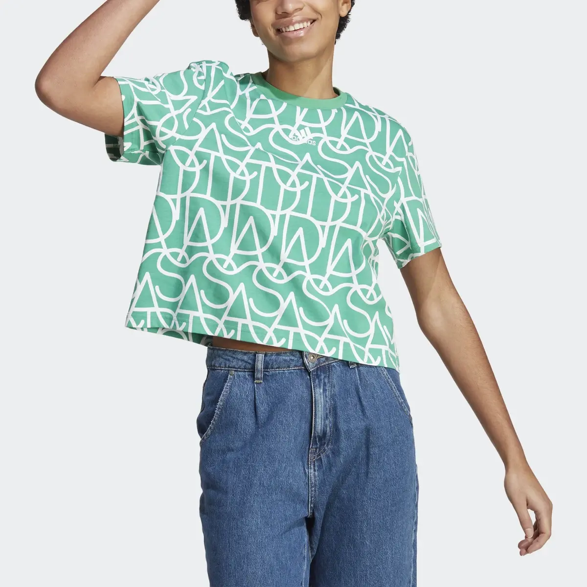 Adidas Allover adidas Graphic Boyfriend T-Shirt. 1