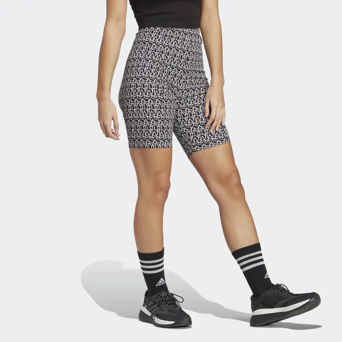 Adidas Allover adidas Graphic Biker Shorts. 3