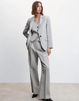 Herringbone linen suit trousers