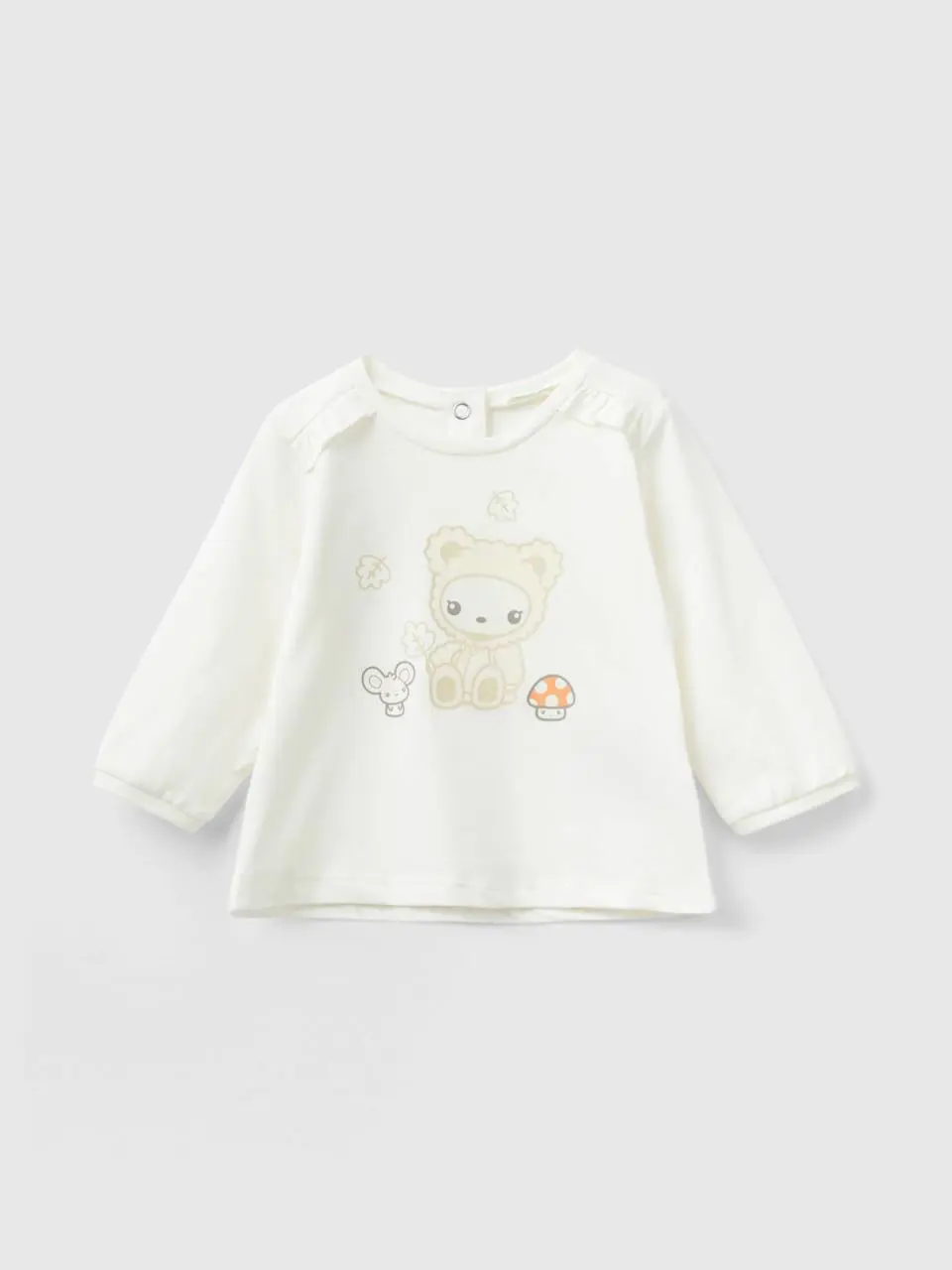 Benetton t-shirt in warm cotton with rouches. 1