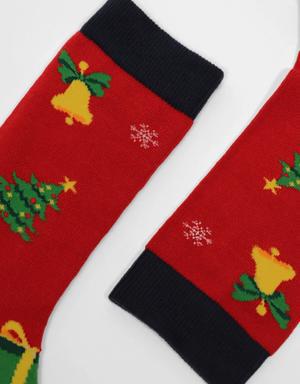 Christmas Tree Unisex Soket Çorap Kırmızı