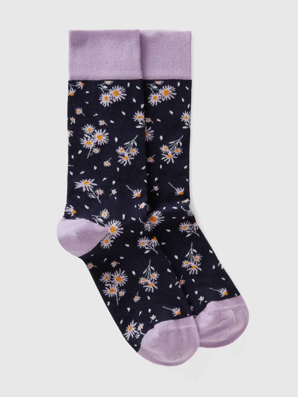 Benetton long lilac and blue floral socks. 1