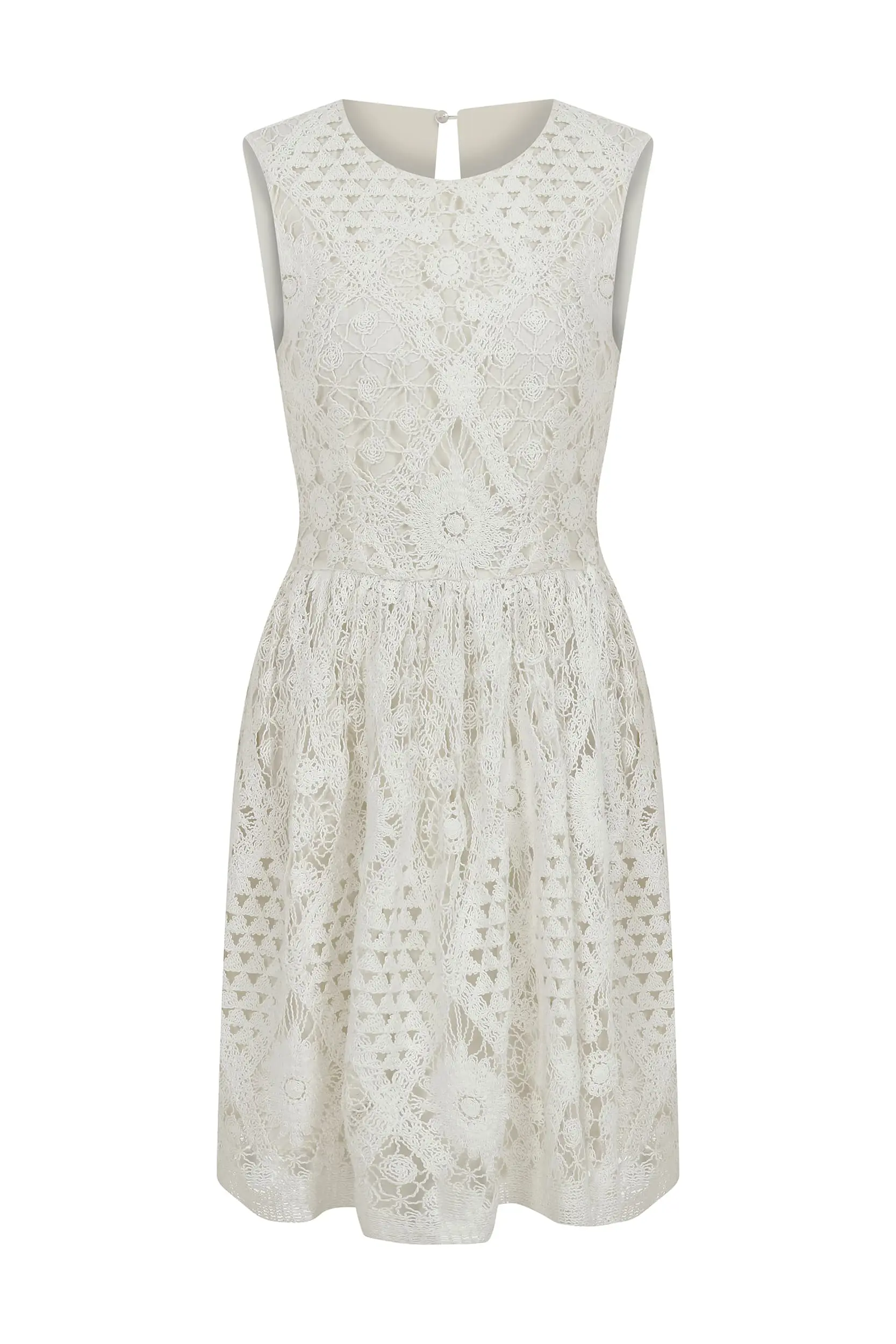 Roman Lace Cotton Dress - 2 / WHITE. 1