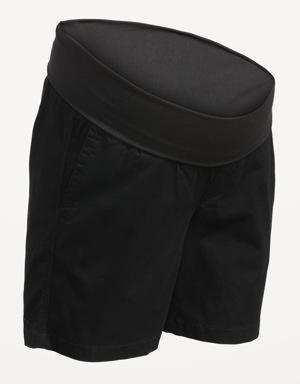Maternity Rollover-Waist OGC Chino Shorts -- 5-inch inseam black