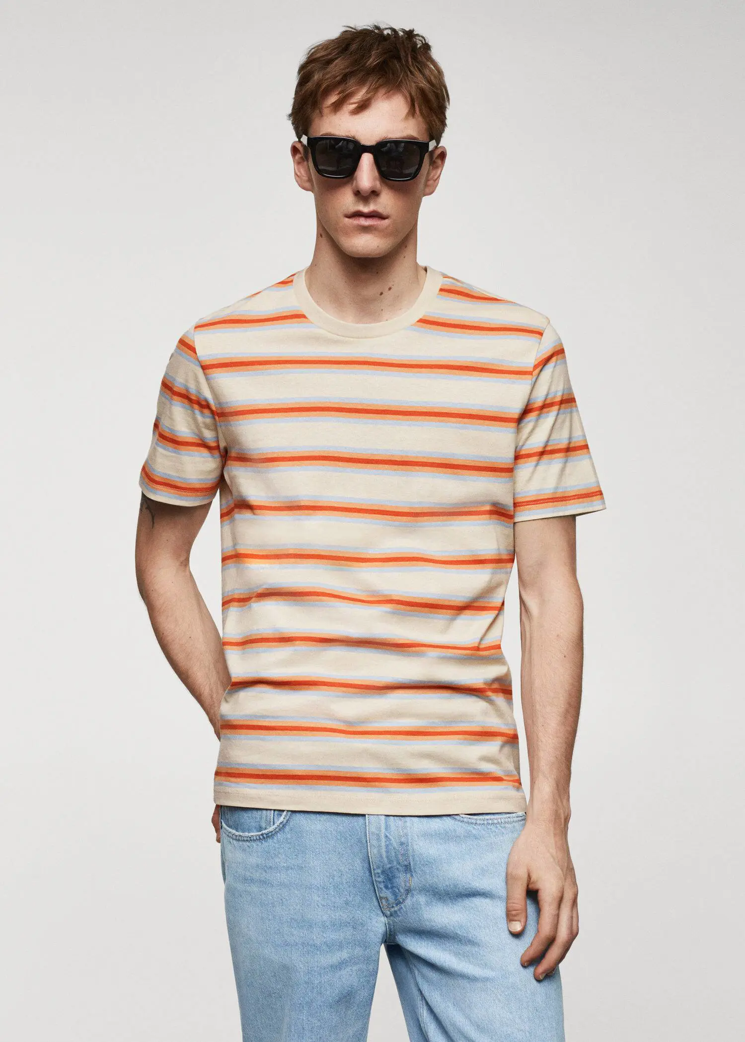 Mango Striped 100% cotton t-shirt. 1