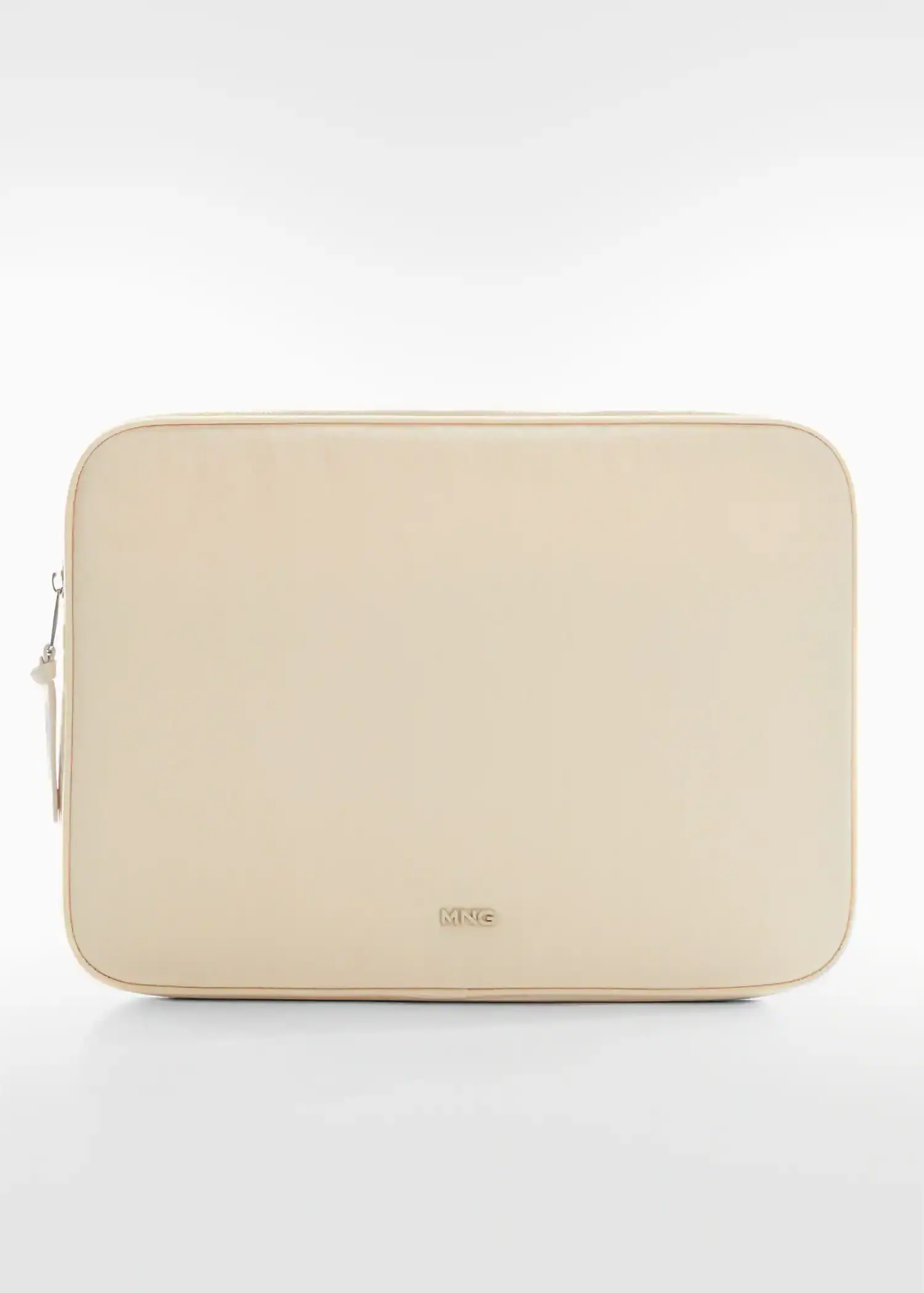 Mango Double-compartment laptop case. a white laptop case sitting on top of a white table. 