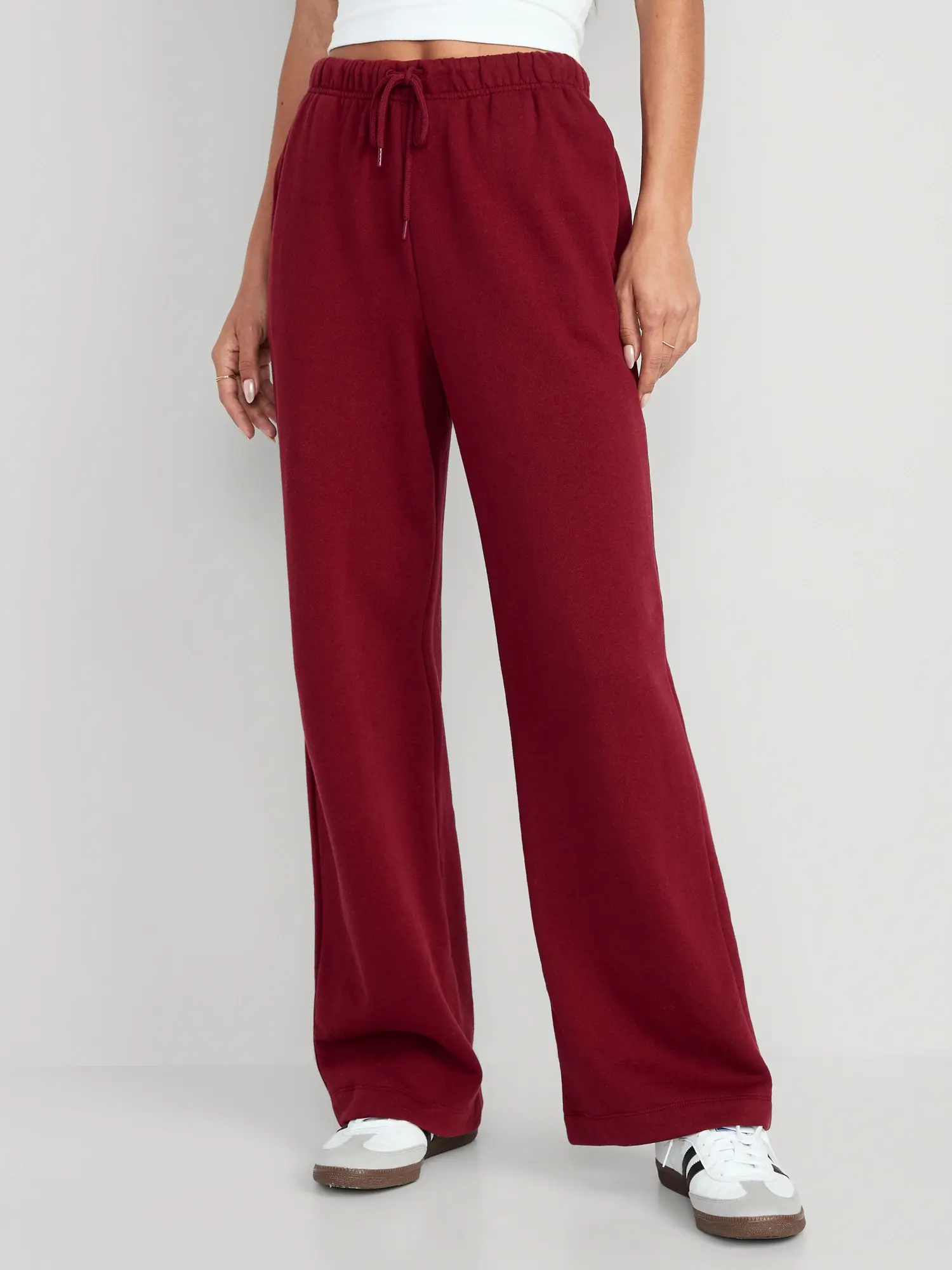Old Navy Extra High-Waisted Vintage Straight Lounge Sweatpants for Women red. 1