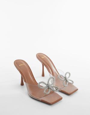 Vinyl heel sandal with rhinestone detail