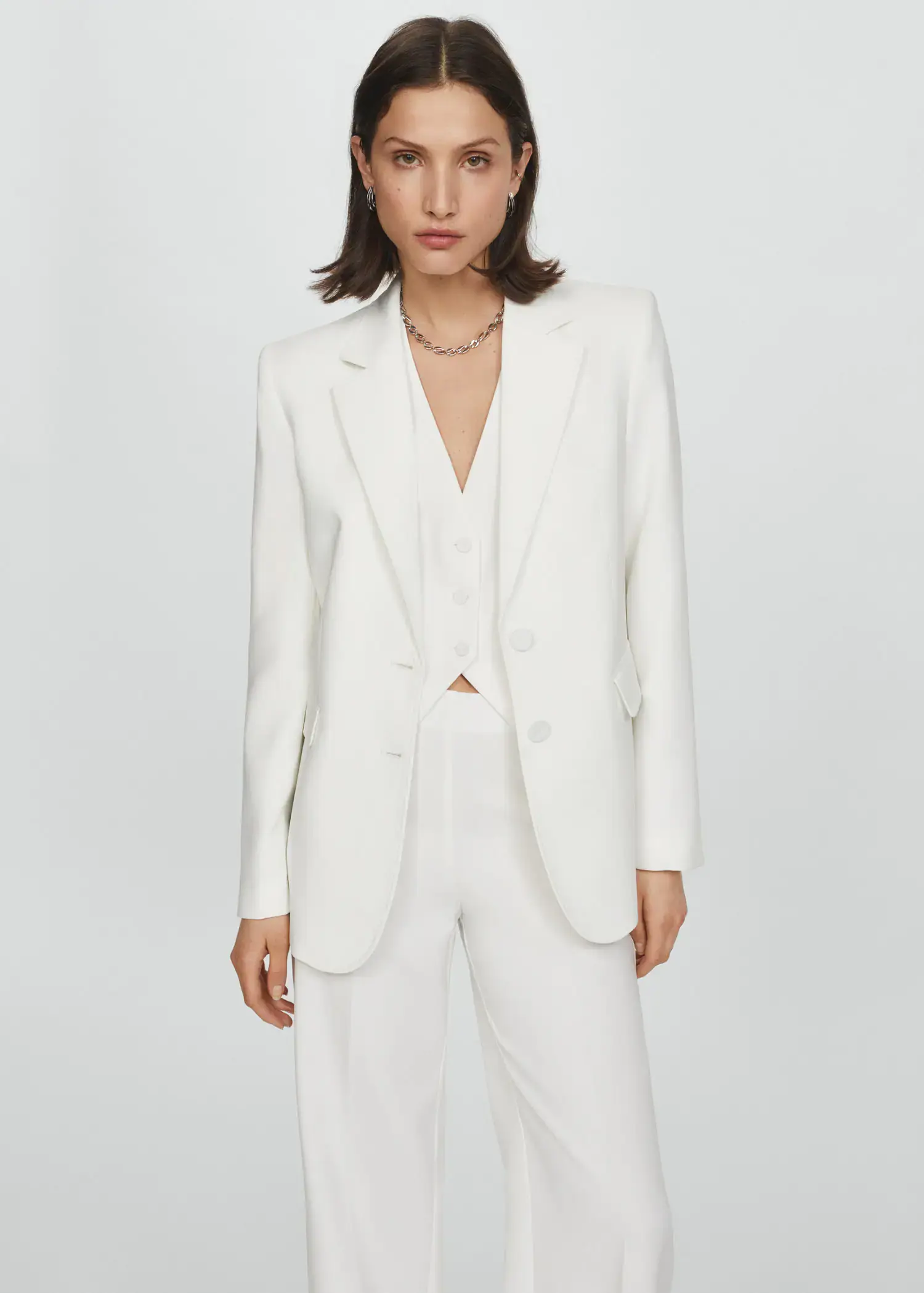 Mango Straight-fit suit blazer. 1