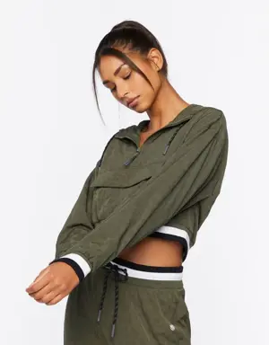 Forever 21 Active Varsity Striped Anorak Cypress