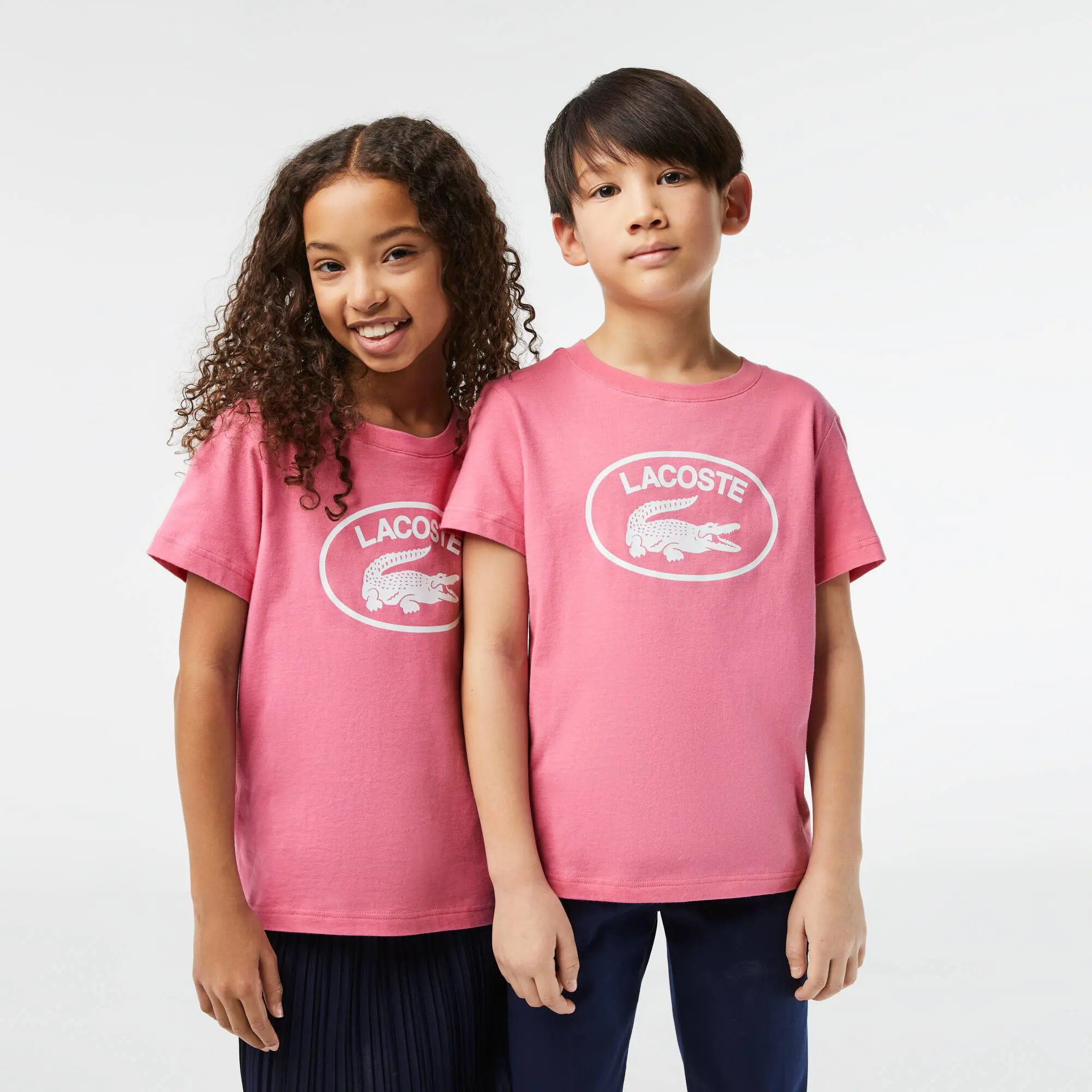 Lacoste T-shirt em malha de algodão com marca em contraste Lacoste para criança. 1