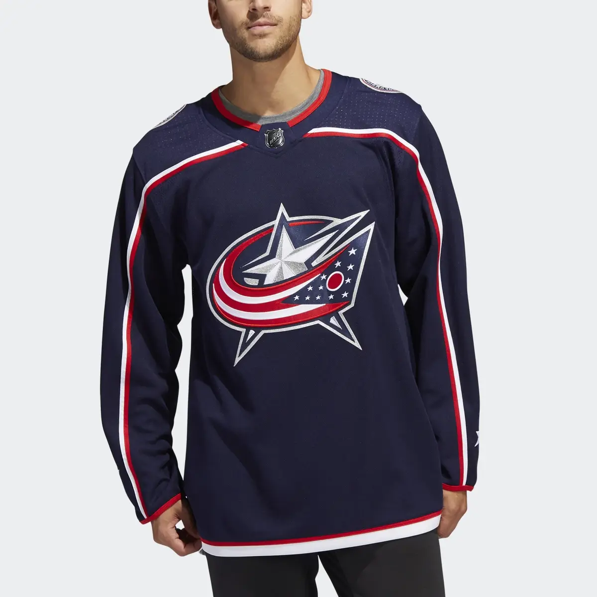 Adidas Blue Jackets Home Authentic Jersey. 1