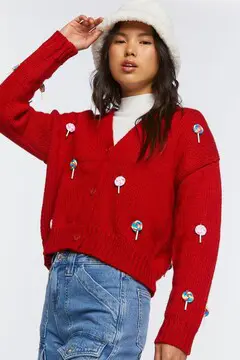 Forever 21 Forever 21 Lollipop Cardigan Sweater Red/Multi. 2