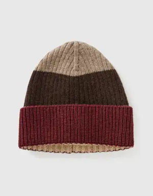 striped cap in pure shetland wool