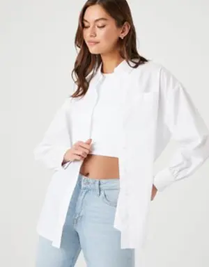 Forever 21 Oversized Curved Hem Shirt White