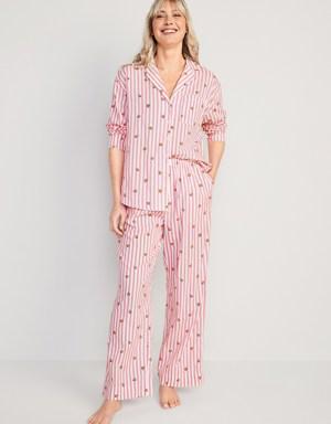 Matching Printed Pajama Set for Women red