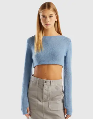 cropped sweater in mohair blend