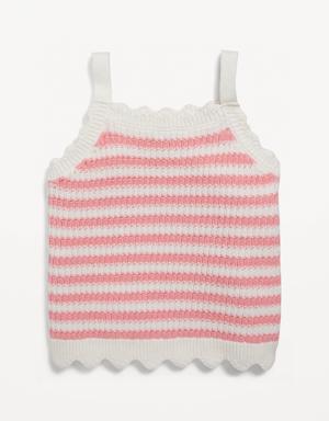 Fitted Cropped Sweater Tank Top for Girls pink