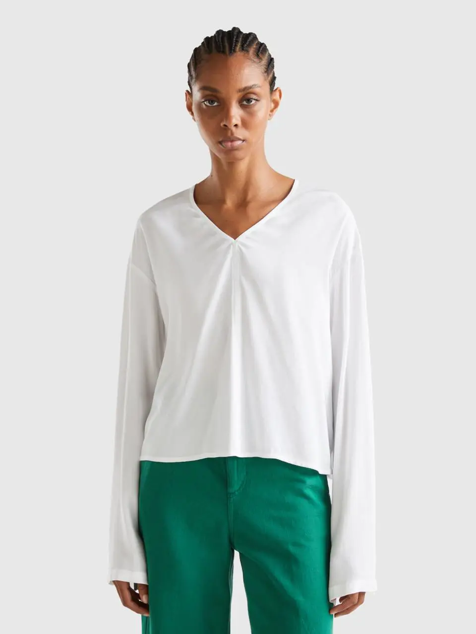 Benetton blouse with v-neck. 1