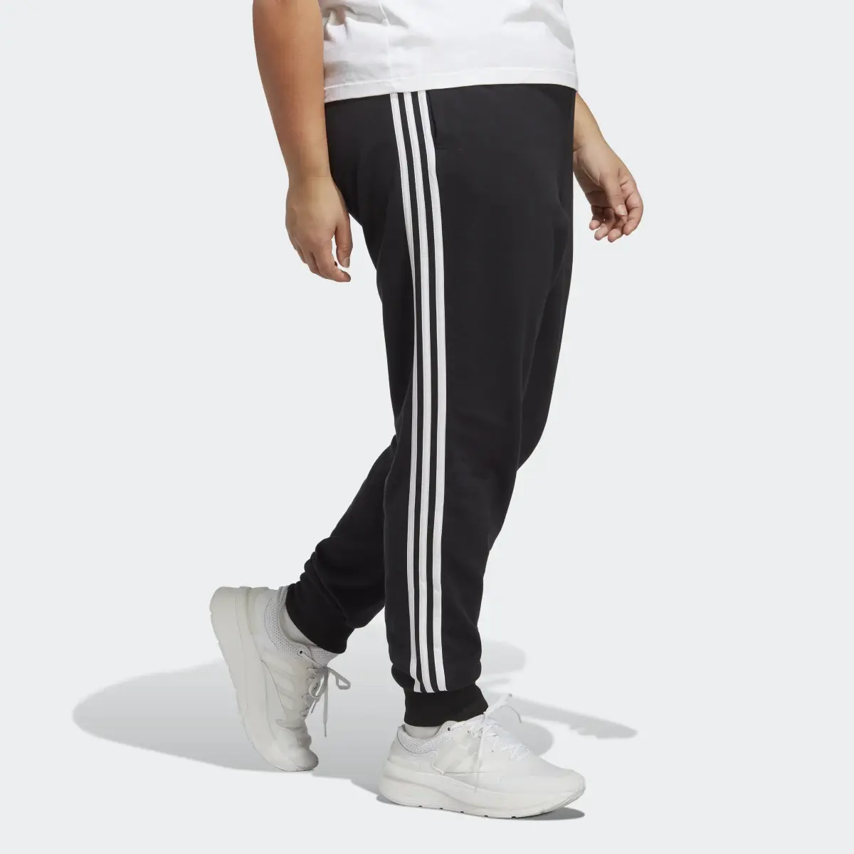 Adidas Essentials 3-Stripes French Terry Cuffed Joggers (Plus Size). 3