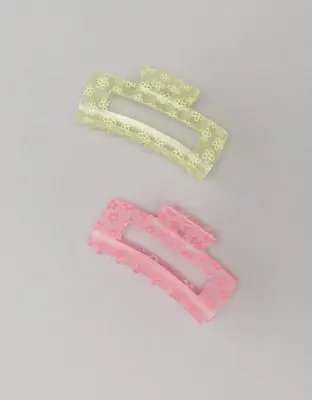 American Eagle Frosted Rectangle Claw Clip 2-Pack. 1