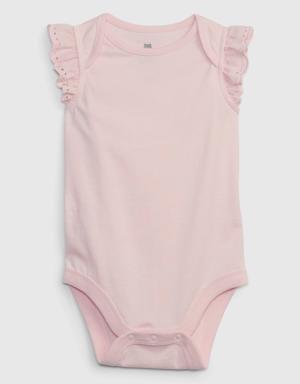 Baby 100% Organic Cotton Mix and Match Flutter Bodysuit pink