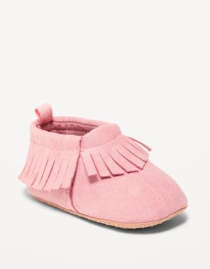 Old Navy Unisex Faux-Suede Moccasin Booties for Baby pink