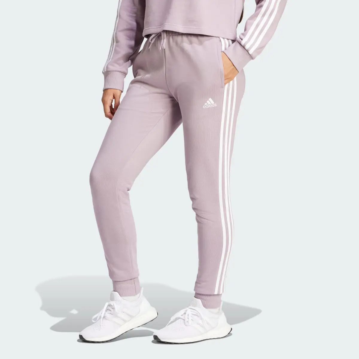Adidas Essentials 3-Stripes French Terry Cuffed Pants. 1