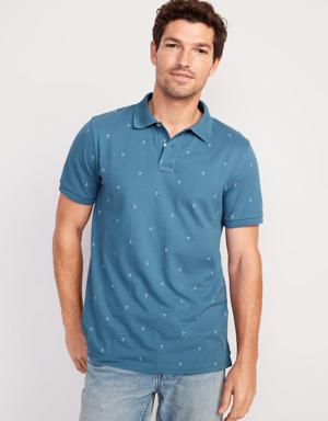Printed Classic Fit Pique Polo for Men blue