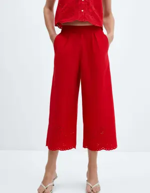 Embroidered culotte pants
