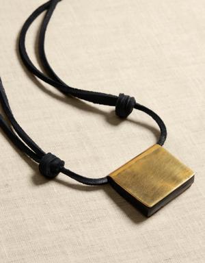 Kitab Leather Tablet Necklace &#124 Hamimi black