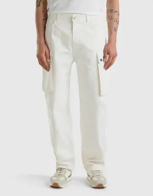 creamy white cargo trousers
