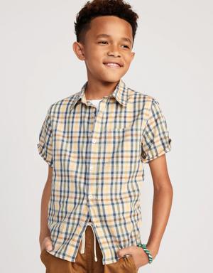 Old Navy Short-Sleeve Printed Poplin Shirt for Boys blue