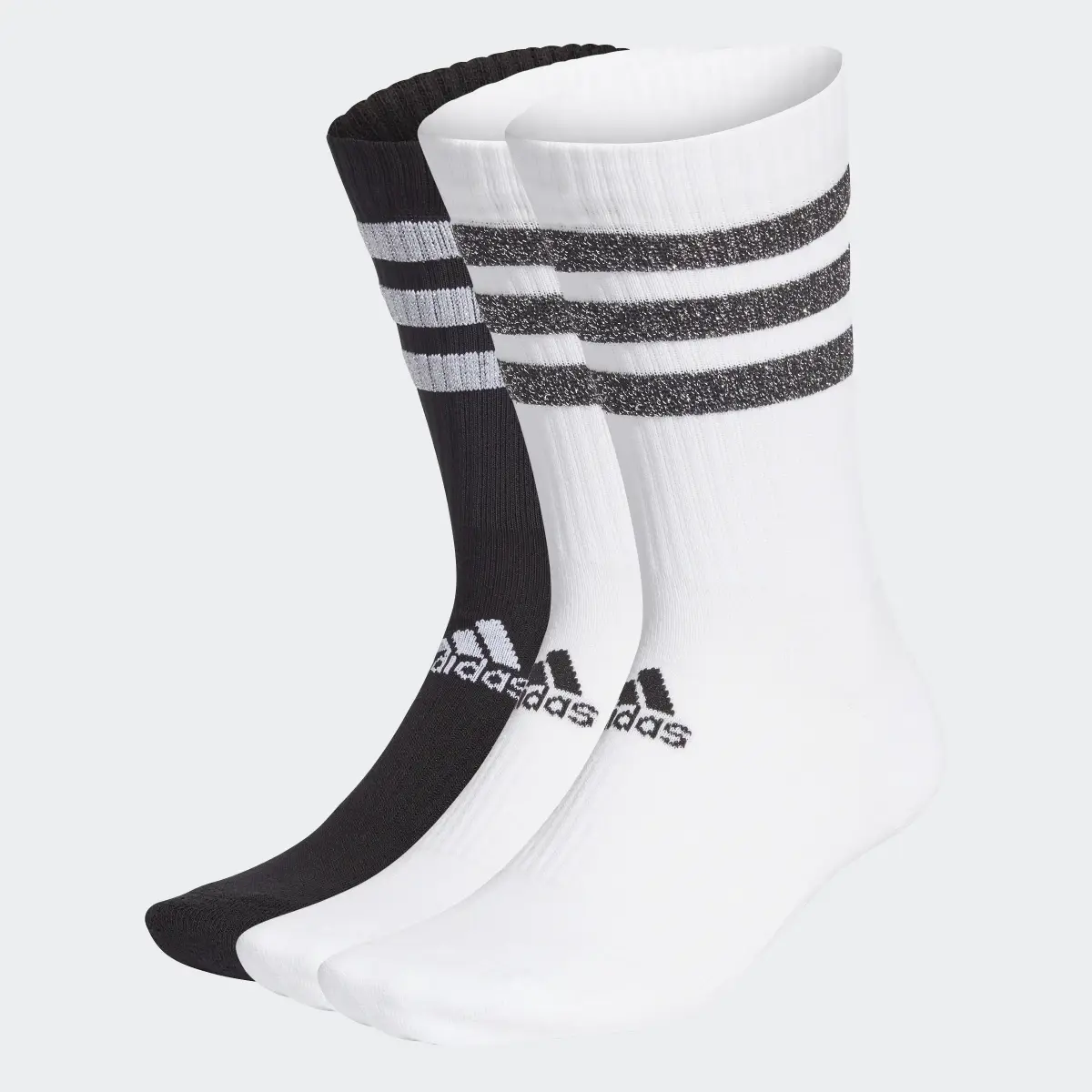 Adidas Glam 3-Stripes Cushioned Crew Sport Socks 3 Pairs. 1