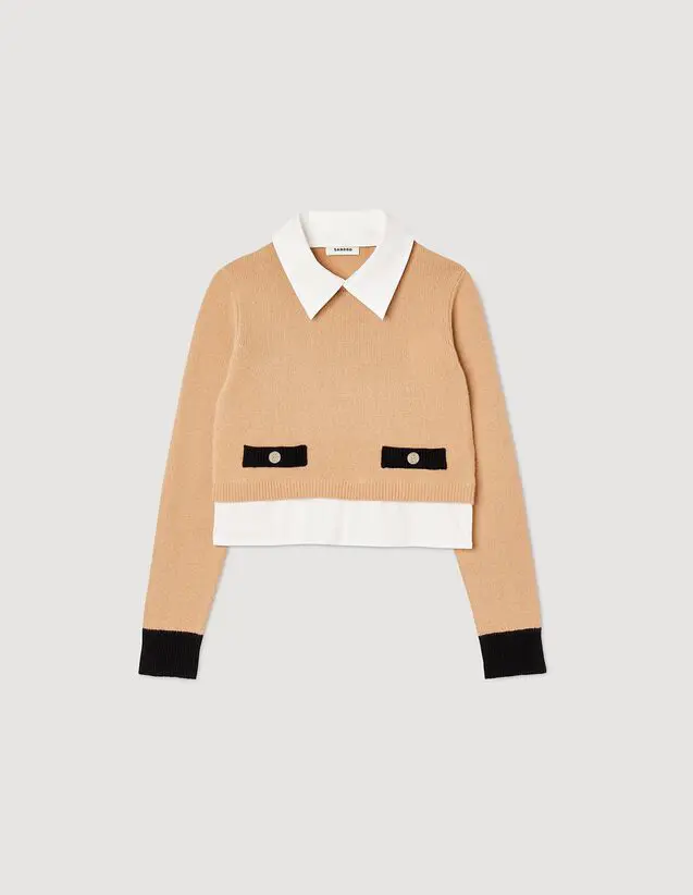 Sandro Cropped wool and cashmere sweater. 2