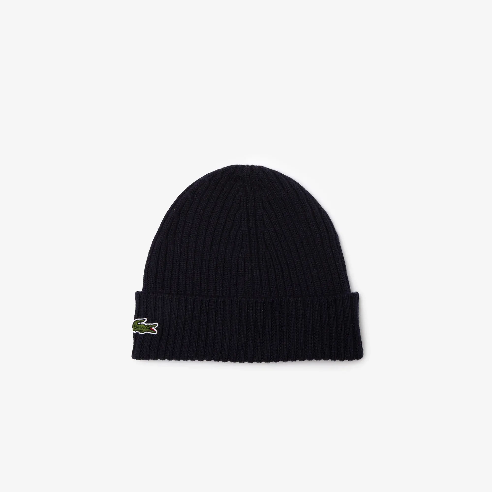 Lacoste Unisex Ribbed Wool Beanie. 1