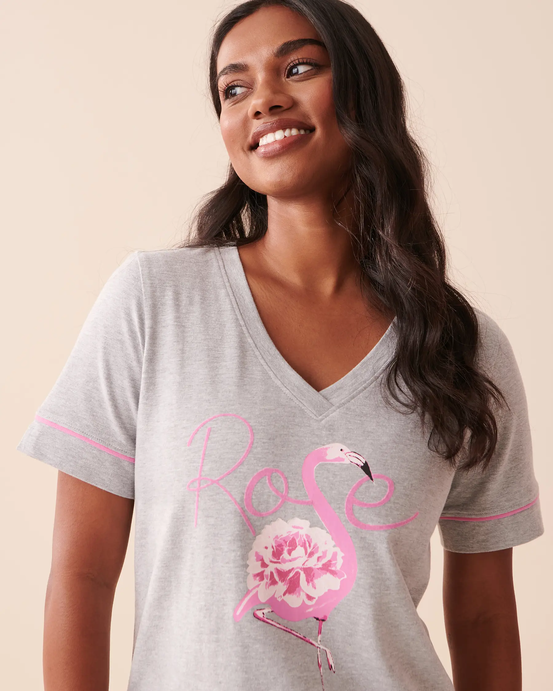 La Vie en Rose Cotton Pink Flamingo Sleepshirt. 3