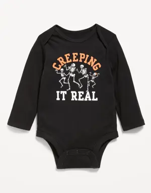 Unisex Long-Sleeve Graphic Bodysuit for Baby black